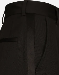 High-waisted wool gabardine cigarette pants