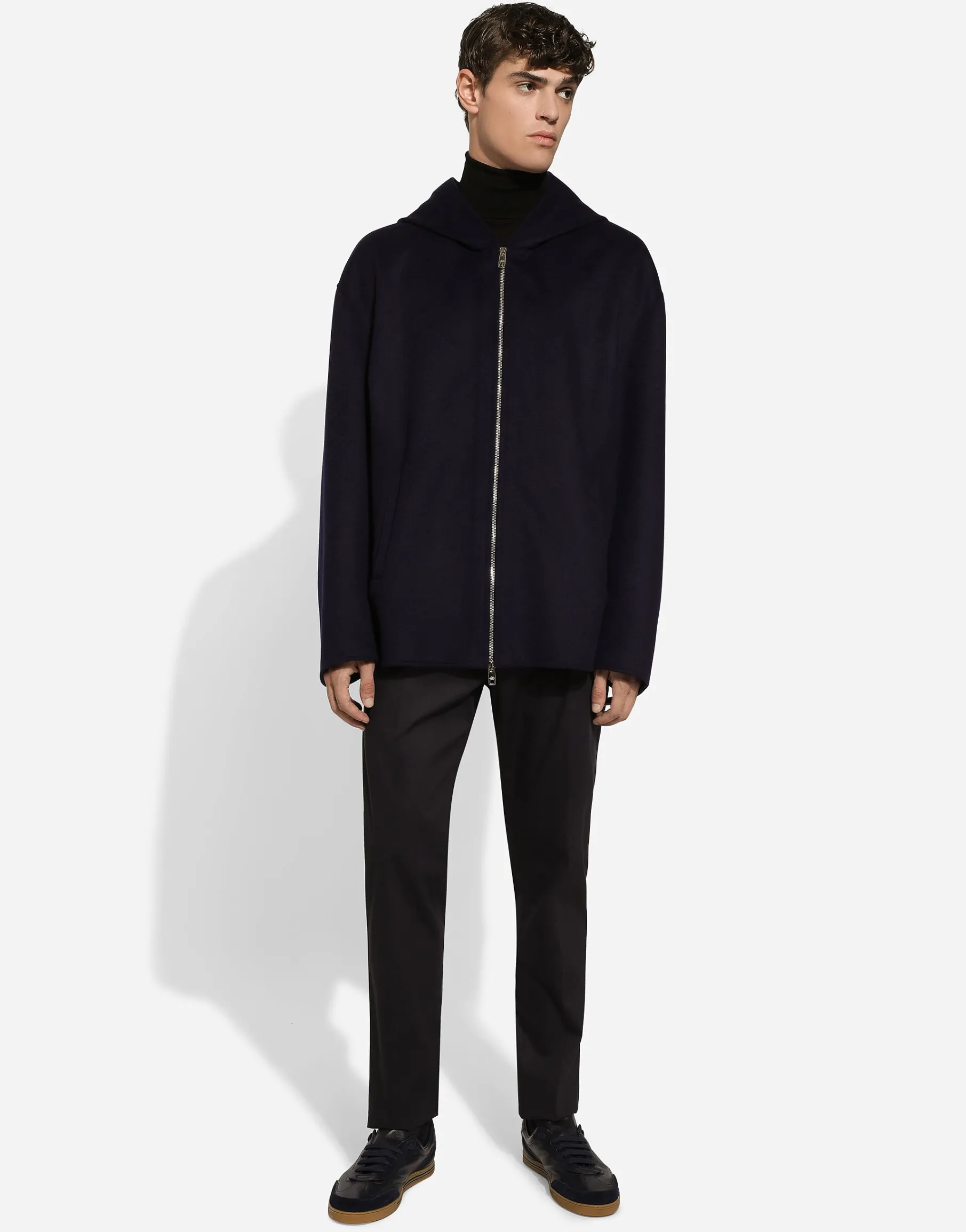 Hooded cashmere jacket