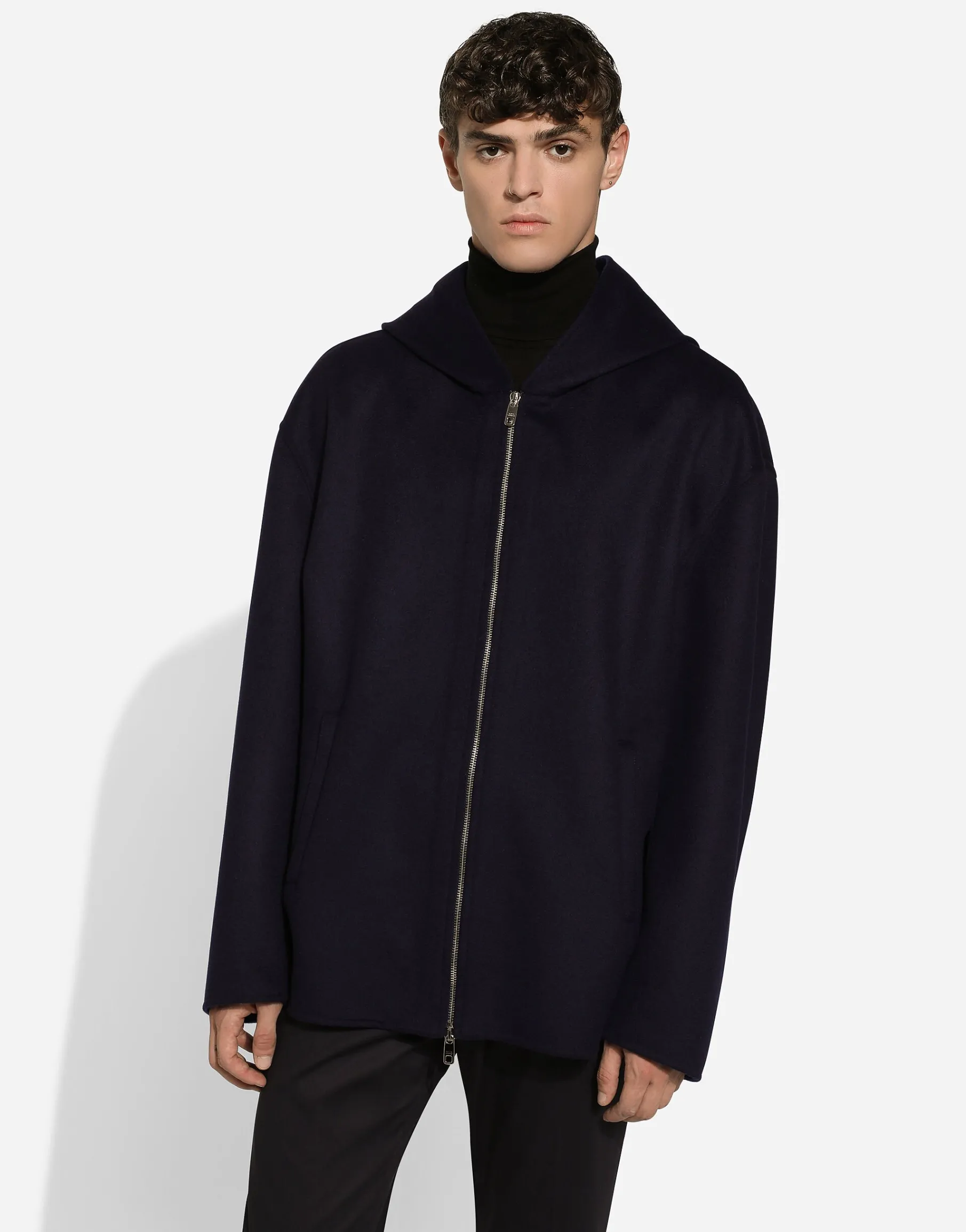 Hooded cashmere jacket