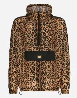 Hooded jacket with leopard-print Crespo