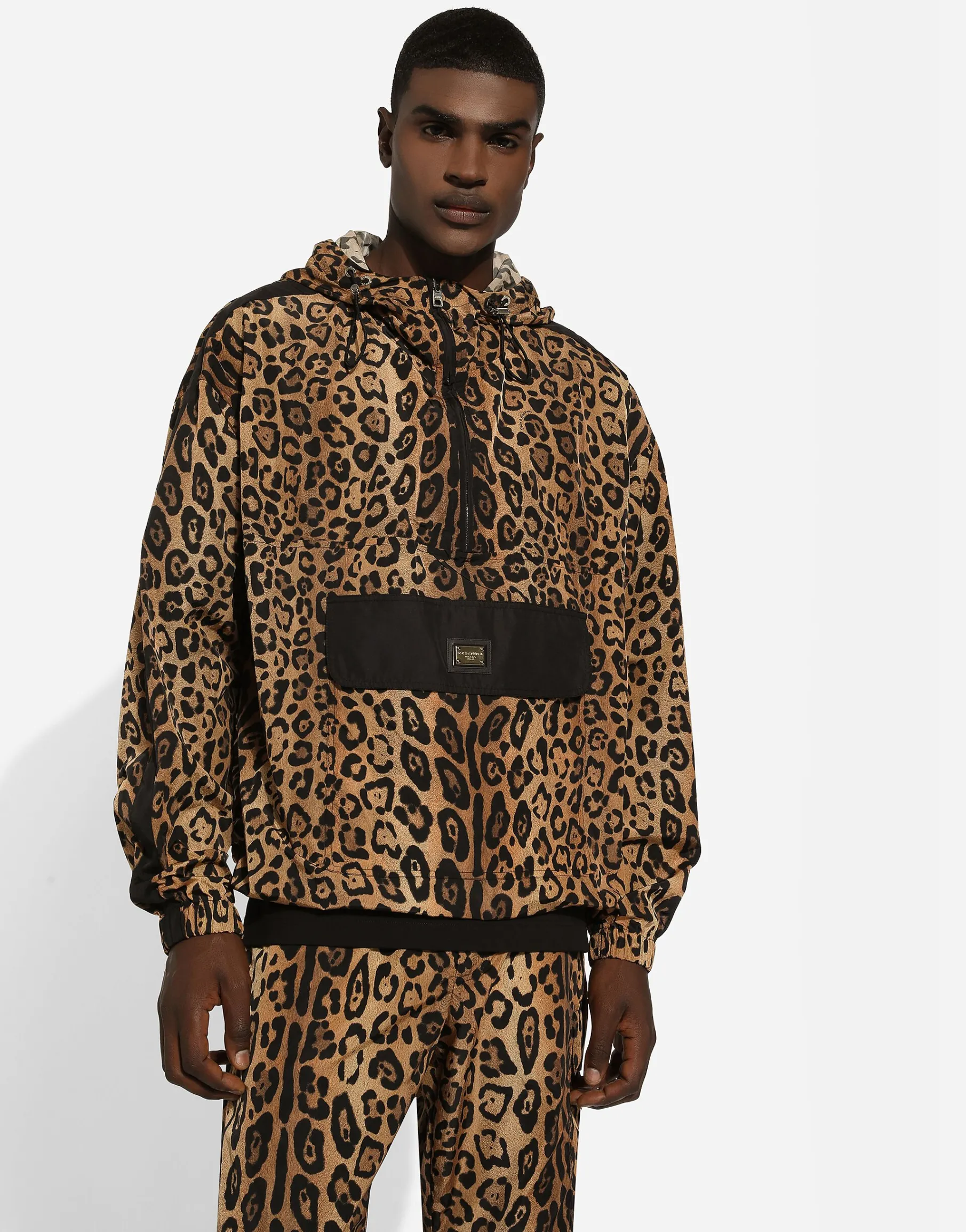 Hooded jacket with leopard-print Crespo