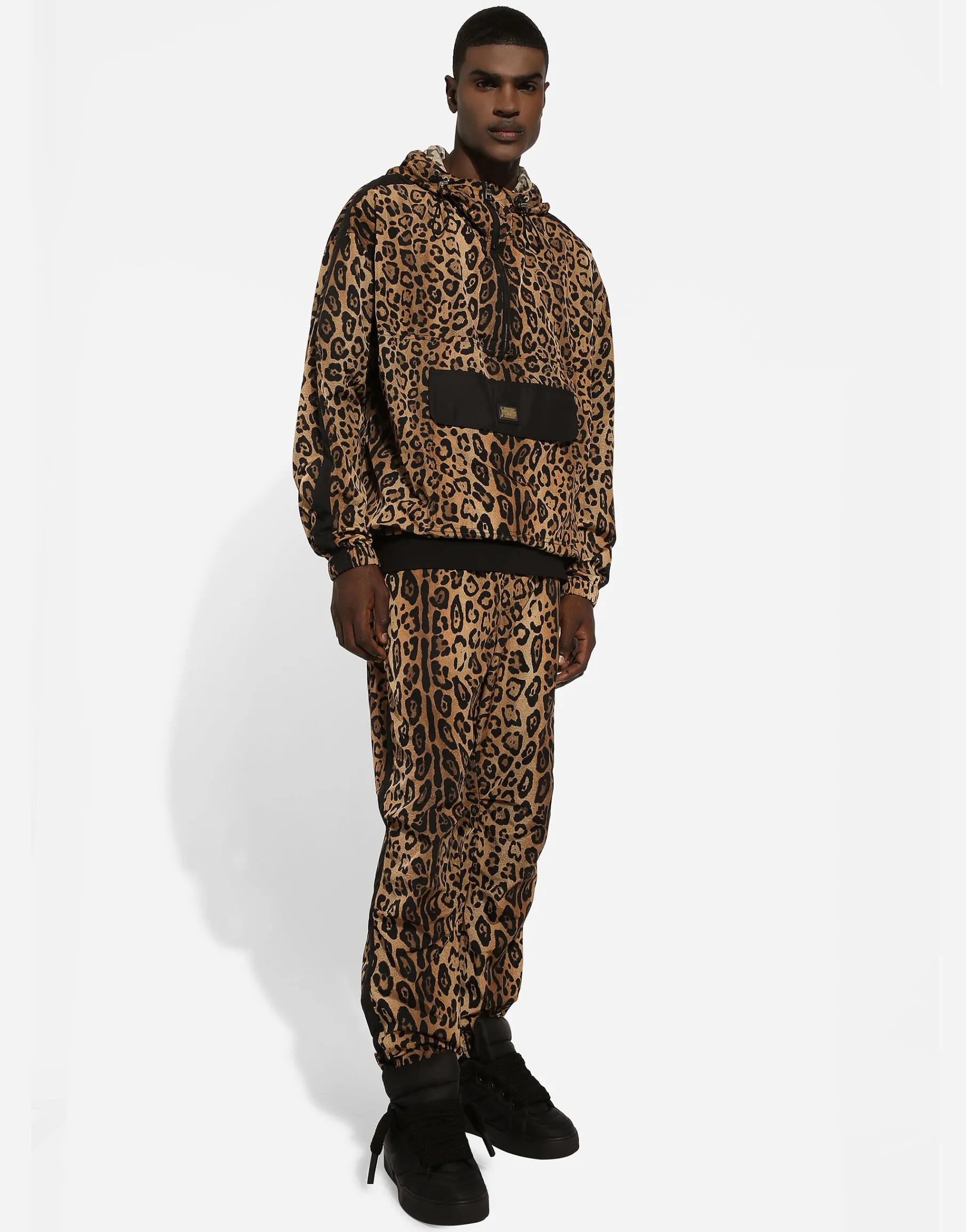 Hooded jacket with leopard-print Crespo