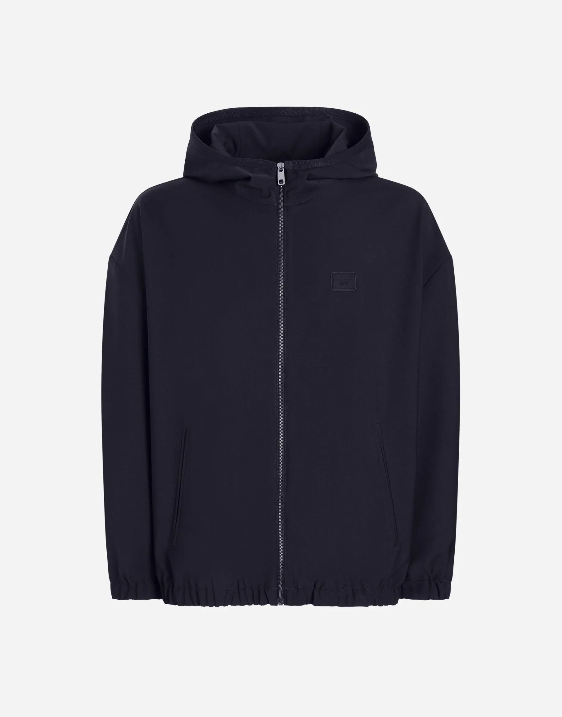 Hooded woolen jacket with tag