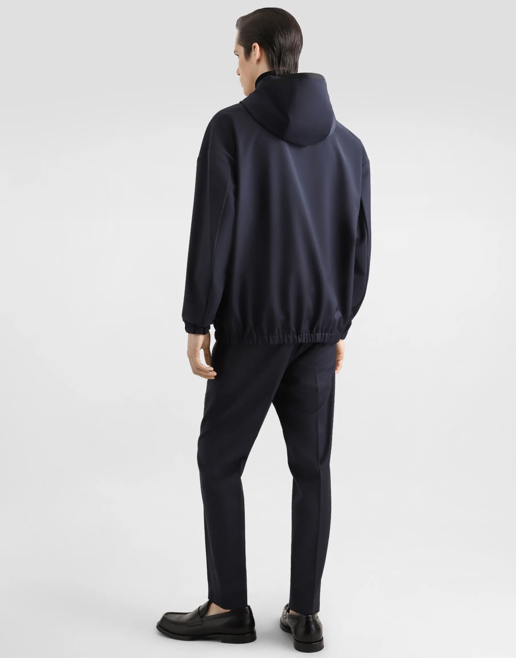 Hooded woolen jacket with tag