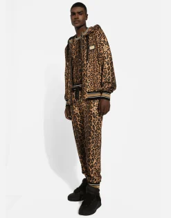 Hoodie with leopard-print Crespo and tag