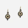 Hook-fastening earrings with black sapphires