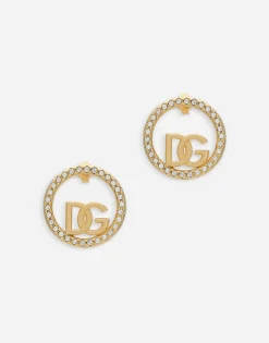 Hoop earrings with DG logo and rhinestones