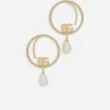 Hoop earrings with DG logo and pearls