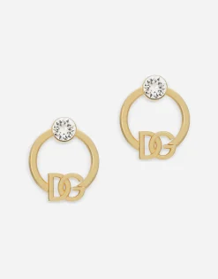 Hoop earrings with DG logo and rhinestones