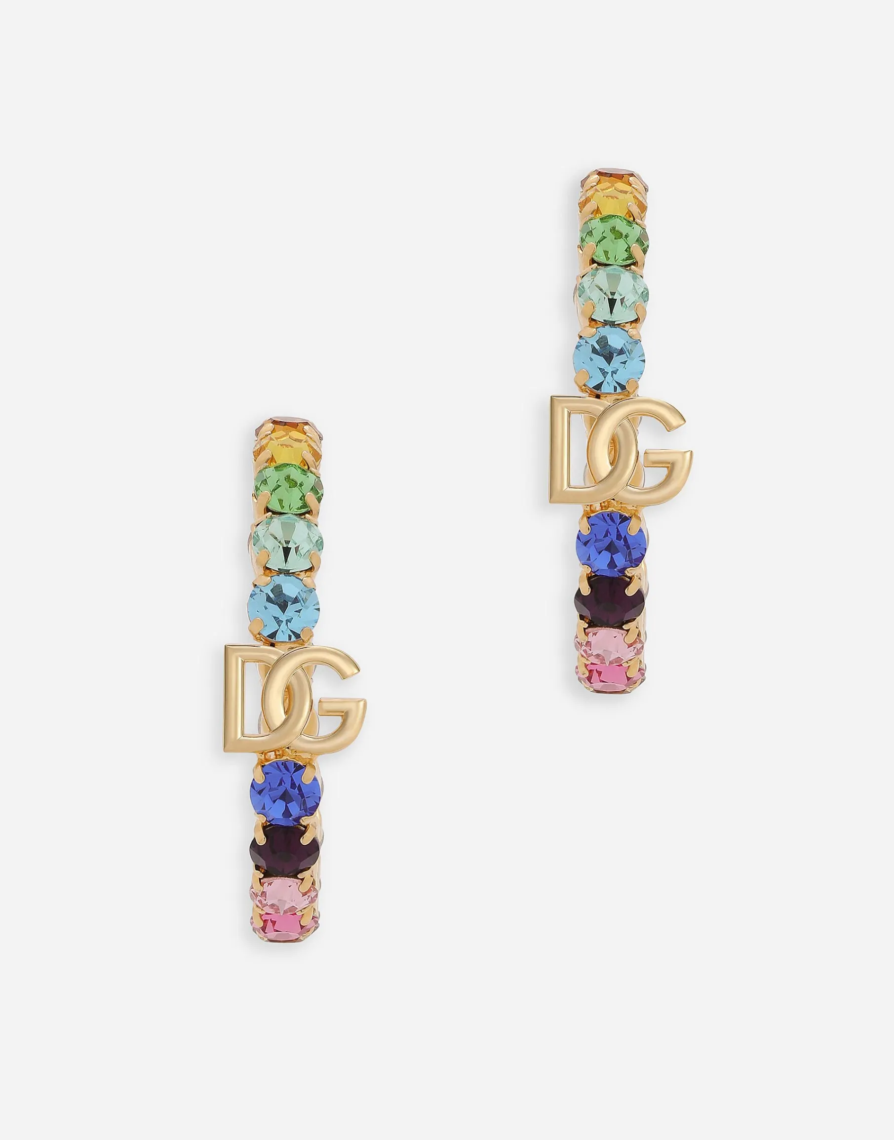 Hoop earrings with DG logo and colorful rhinestones