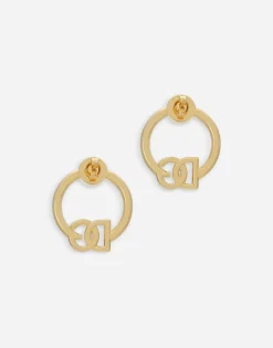 Hoop earrings with DG logo and rhinestones