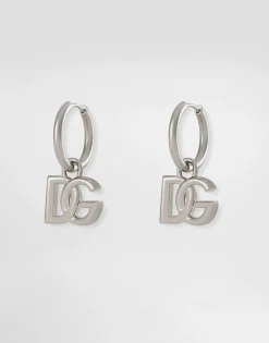 Hoop earrings with DG logo pendants