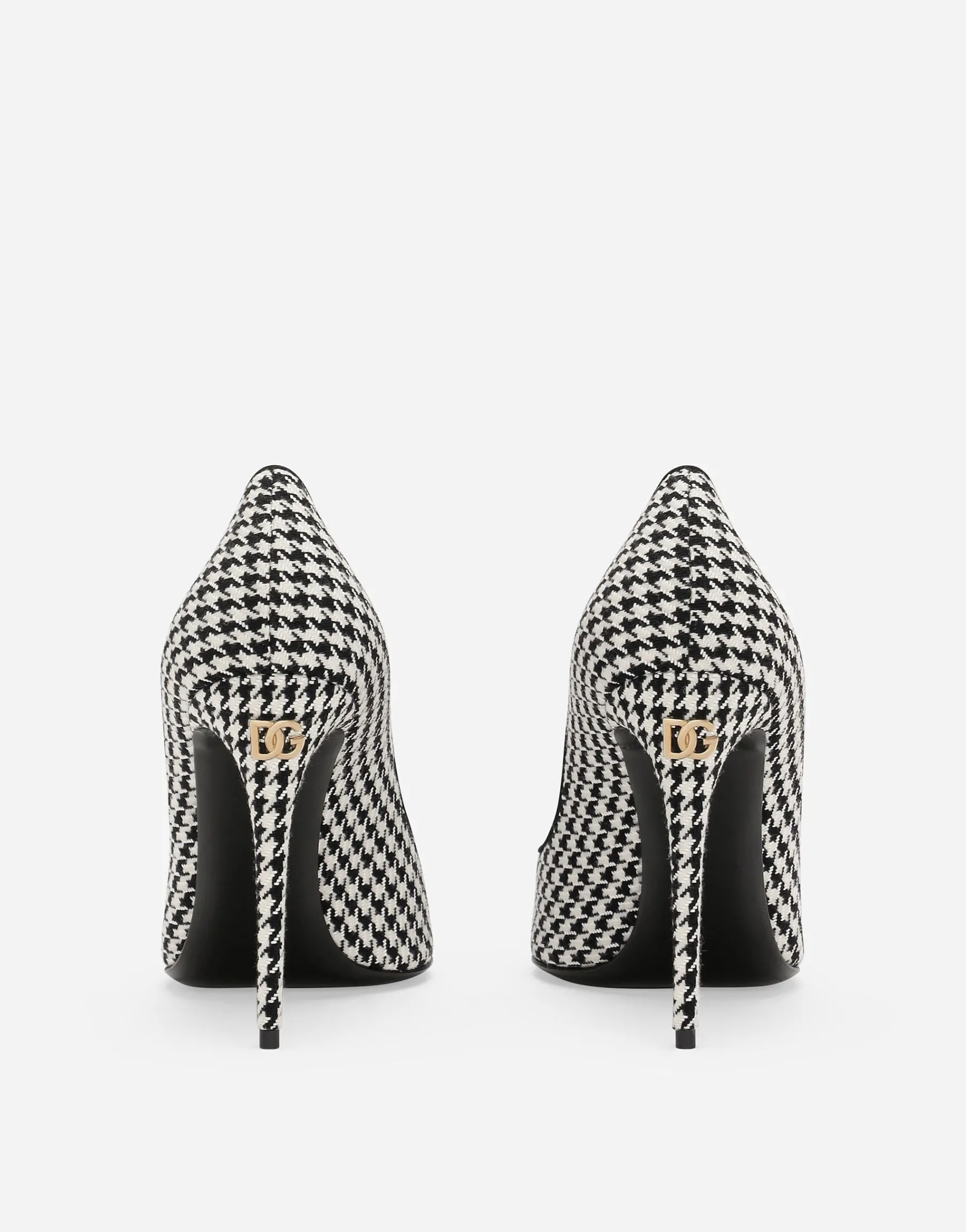 Houndstooth fabric pumps