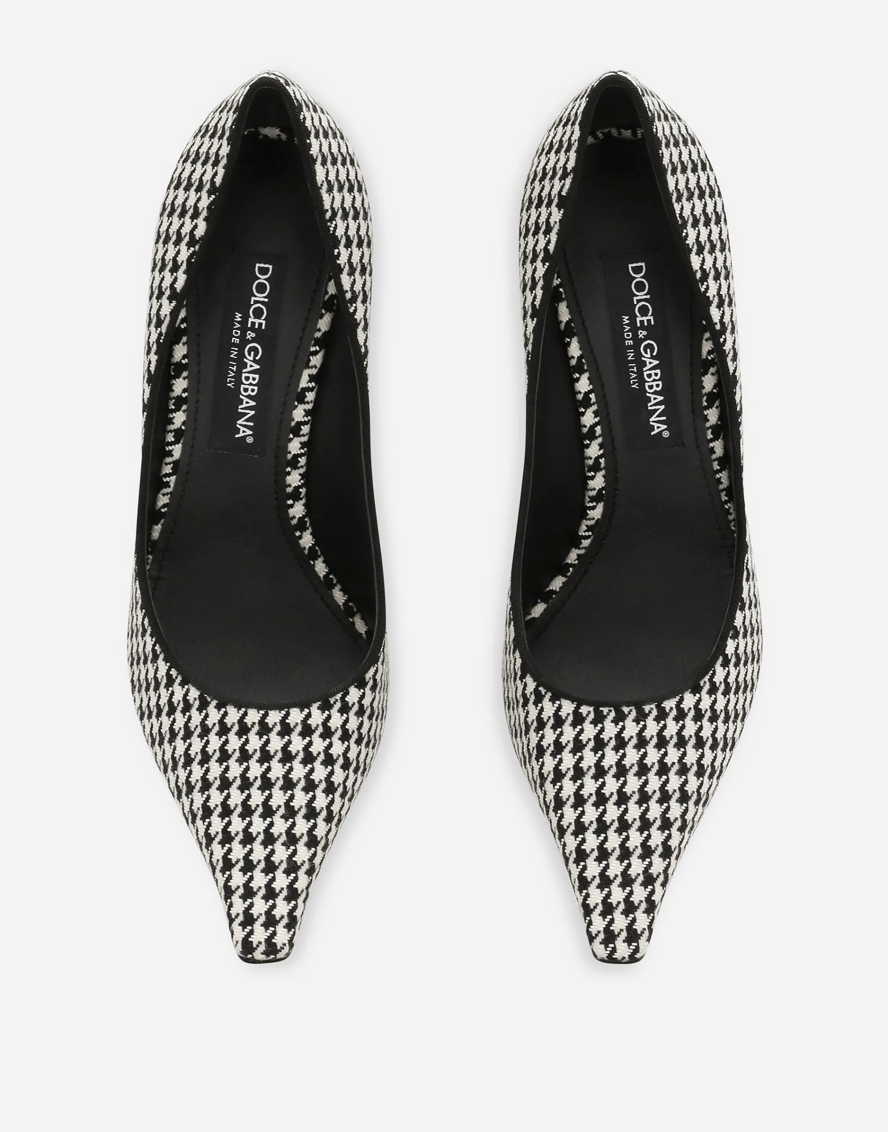 Houndstooth fabric pumps