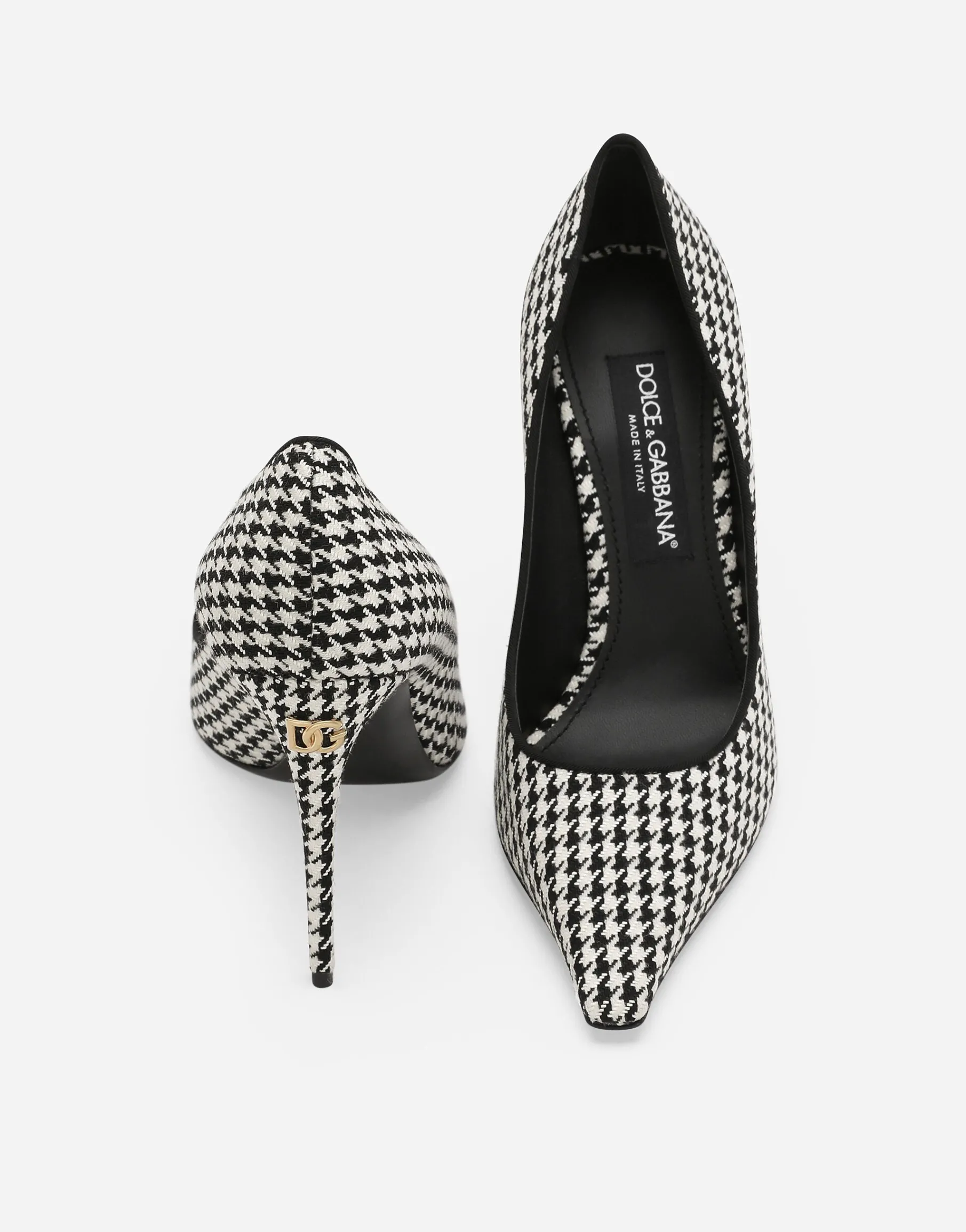 Houndstooth fabric pumps