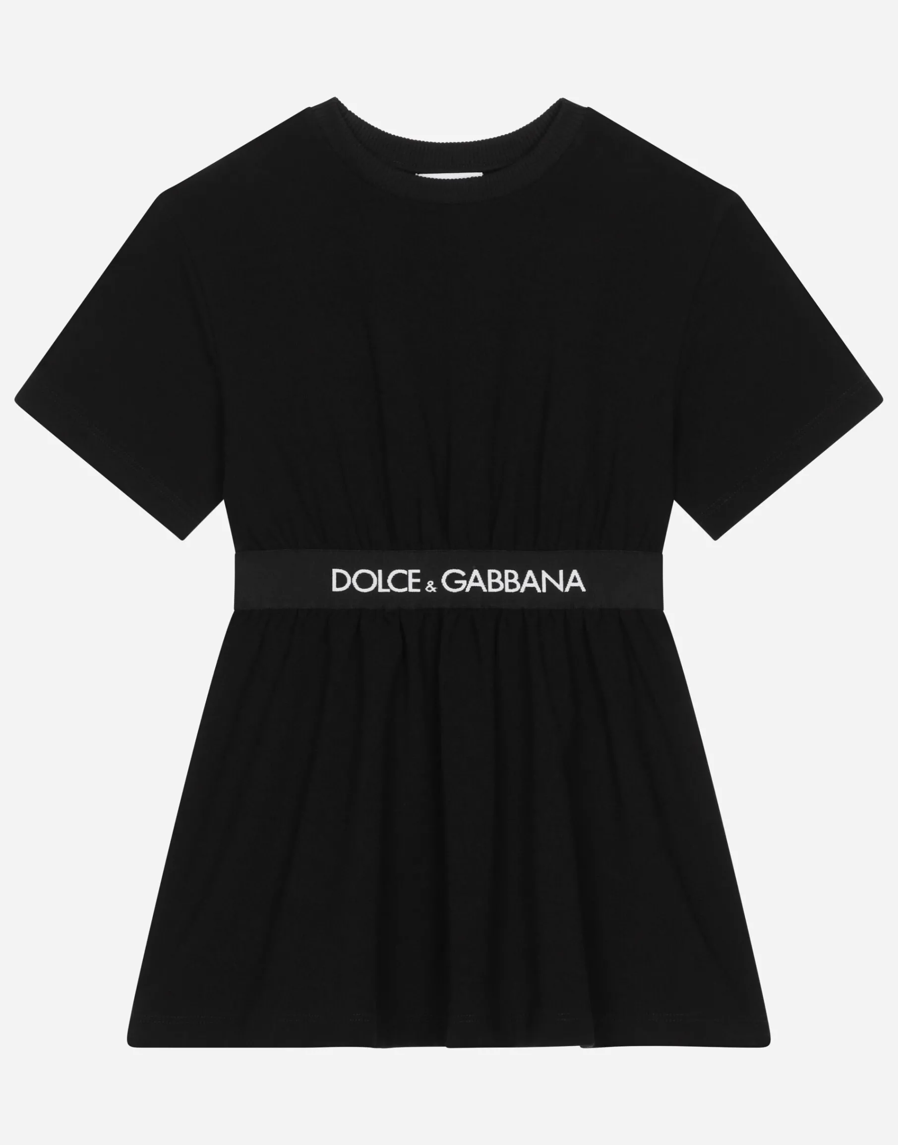 Interlock dress with branded elastic
