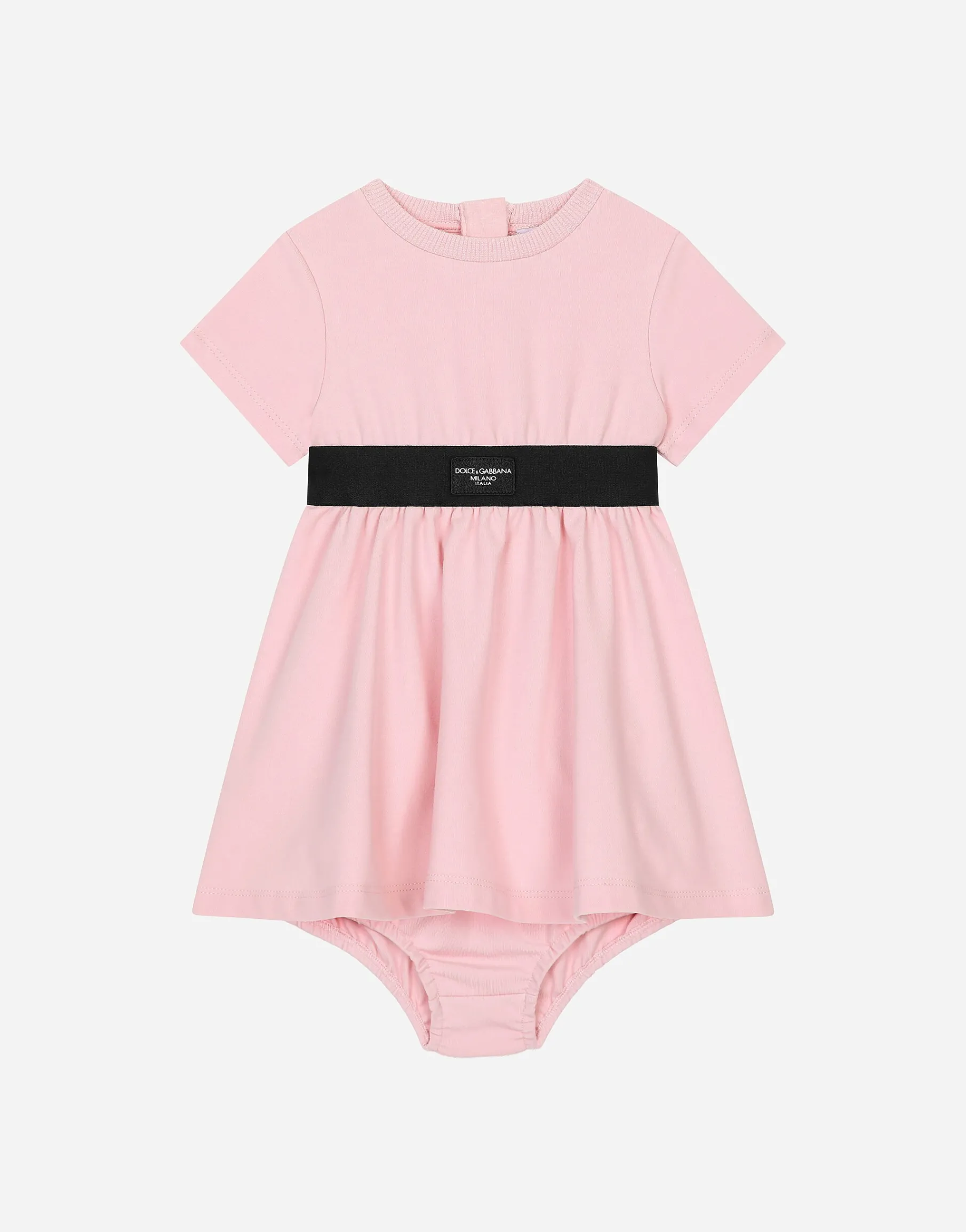 Interlock dress with branded elastic