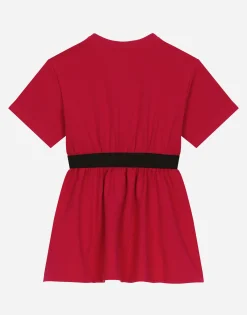 Interlock dress with branded elastic