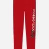 Interlock leggings with logo and rose print