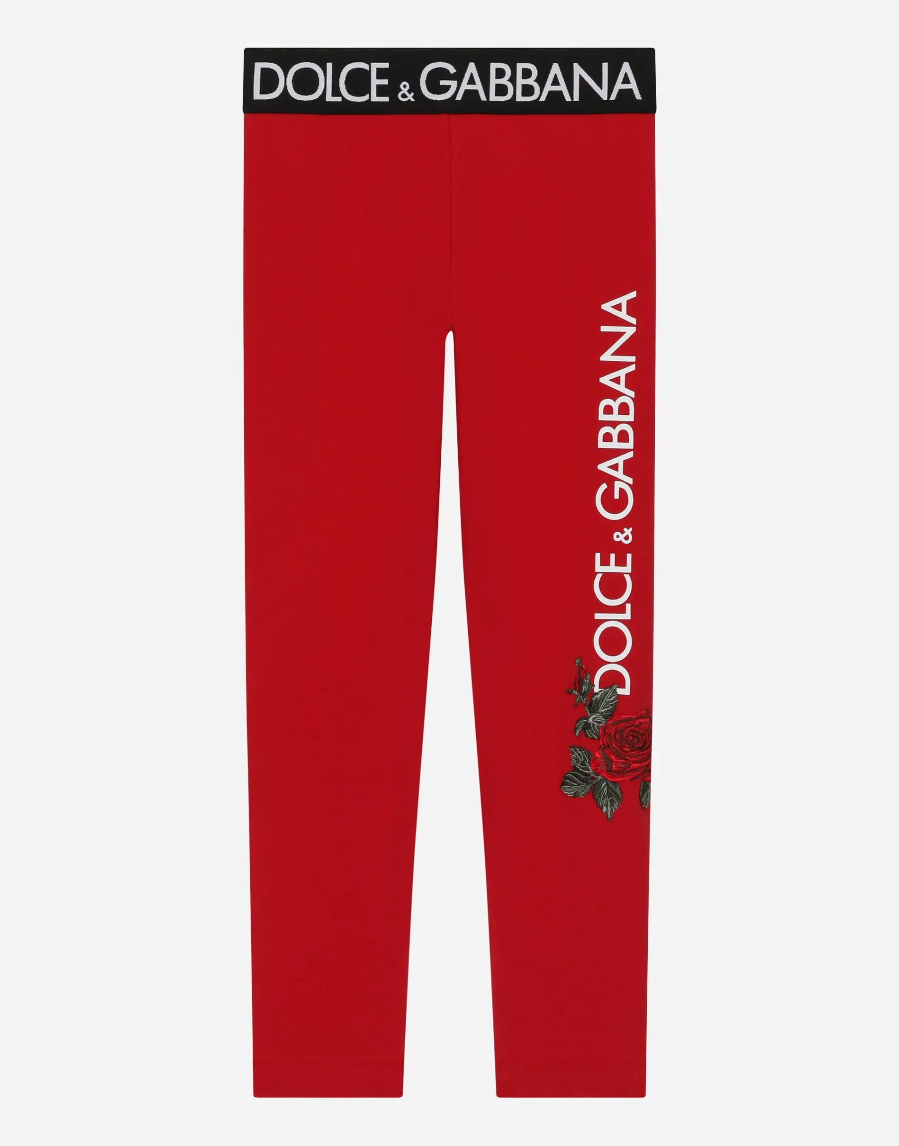 Interlock leggings with logo and rose print
