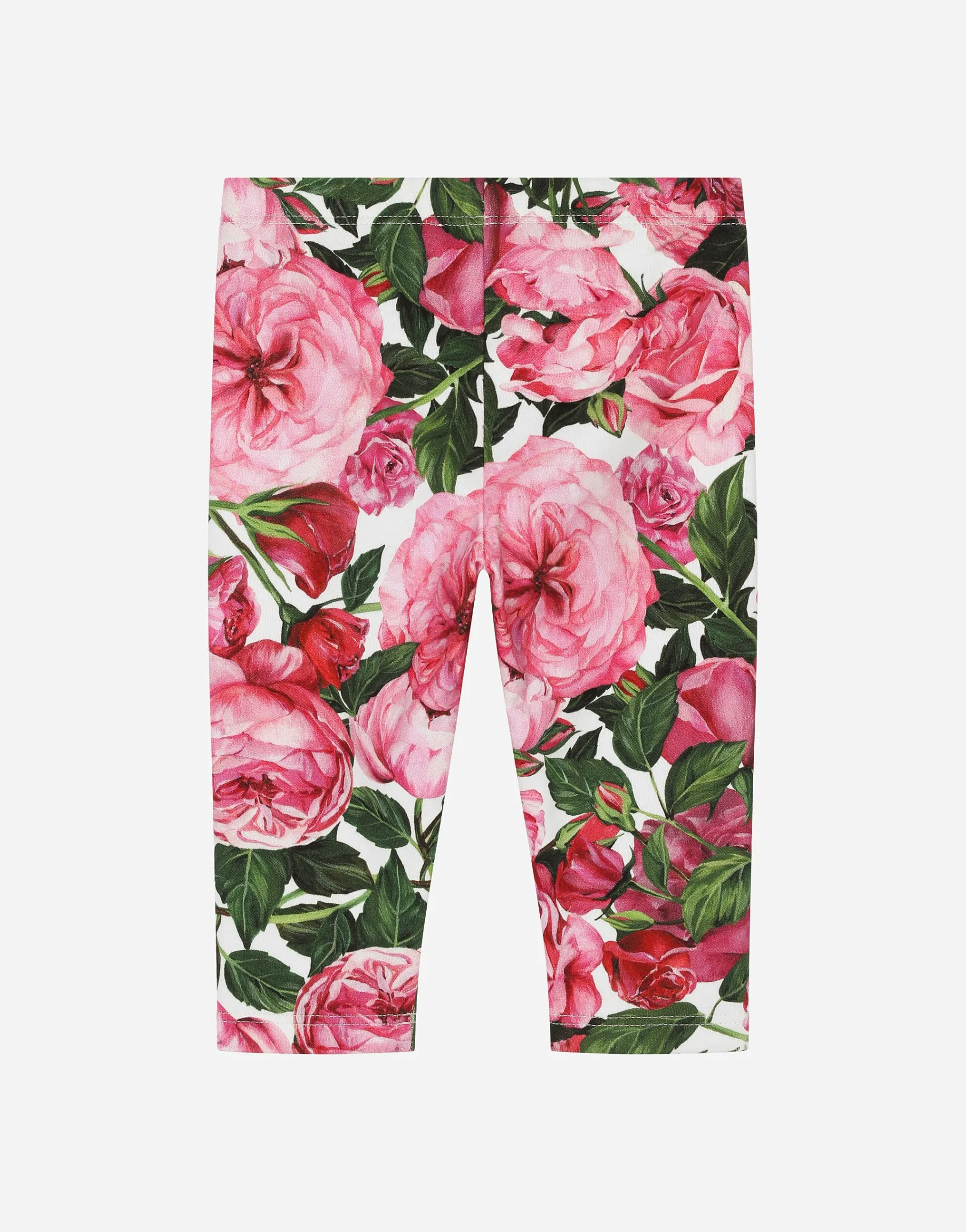 Interlock leggings with rose print over a white background