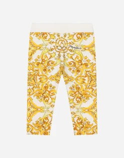 Interlock leggings with yellow majolica print