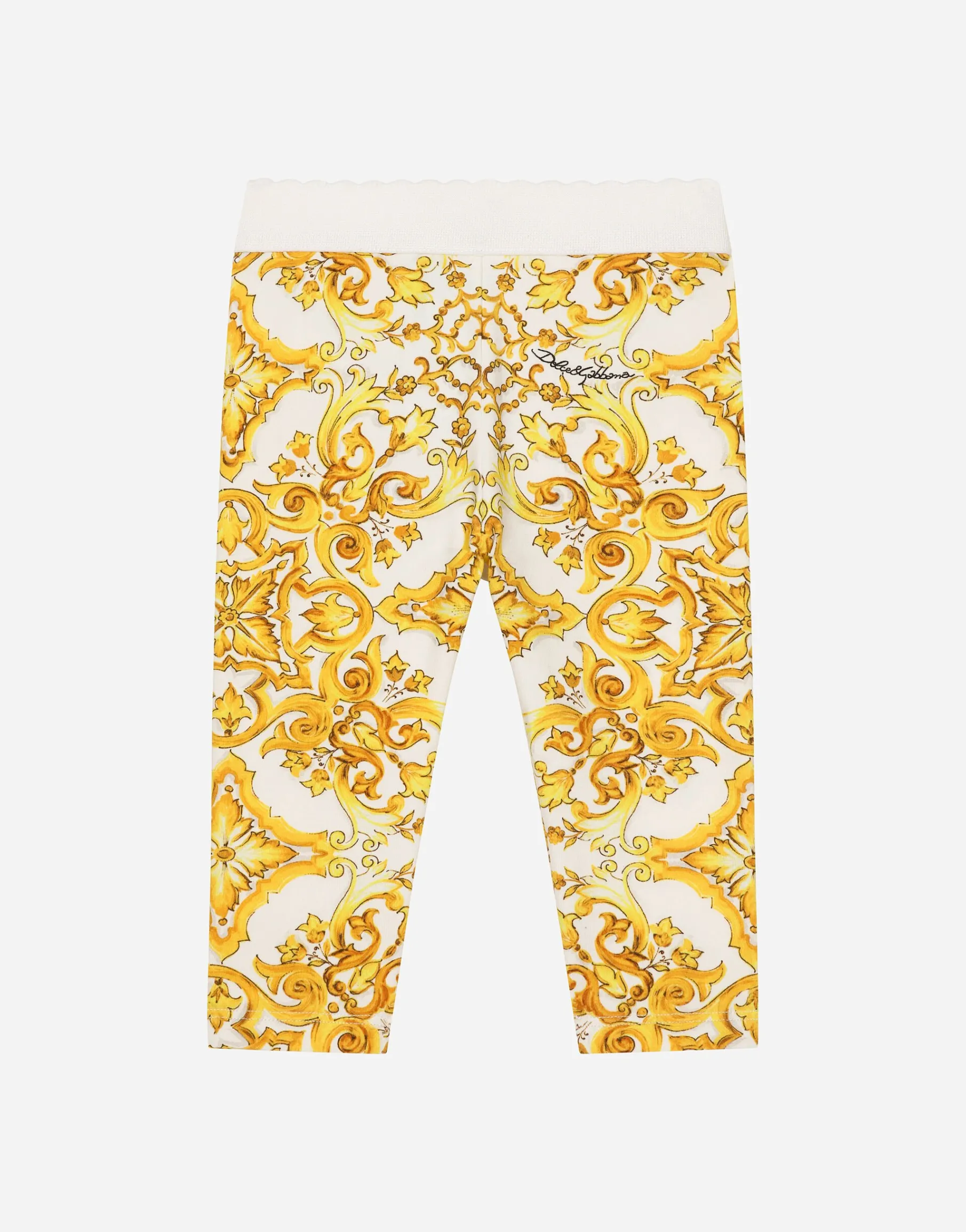 Interlock leggings with yellow majolica print