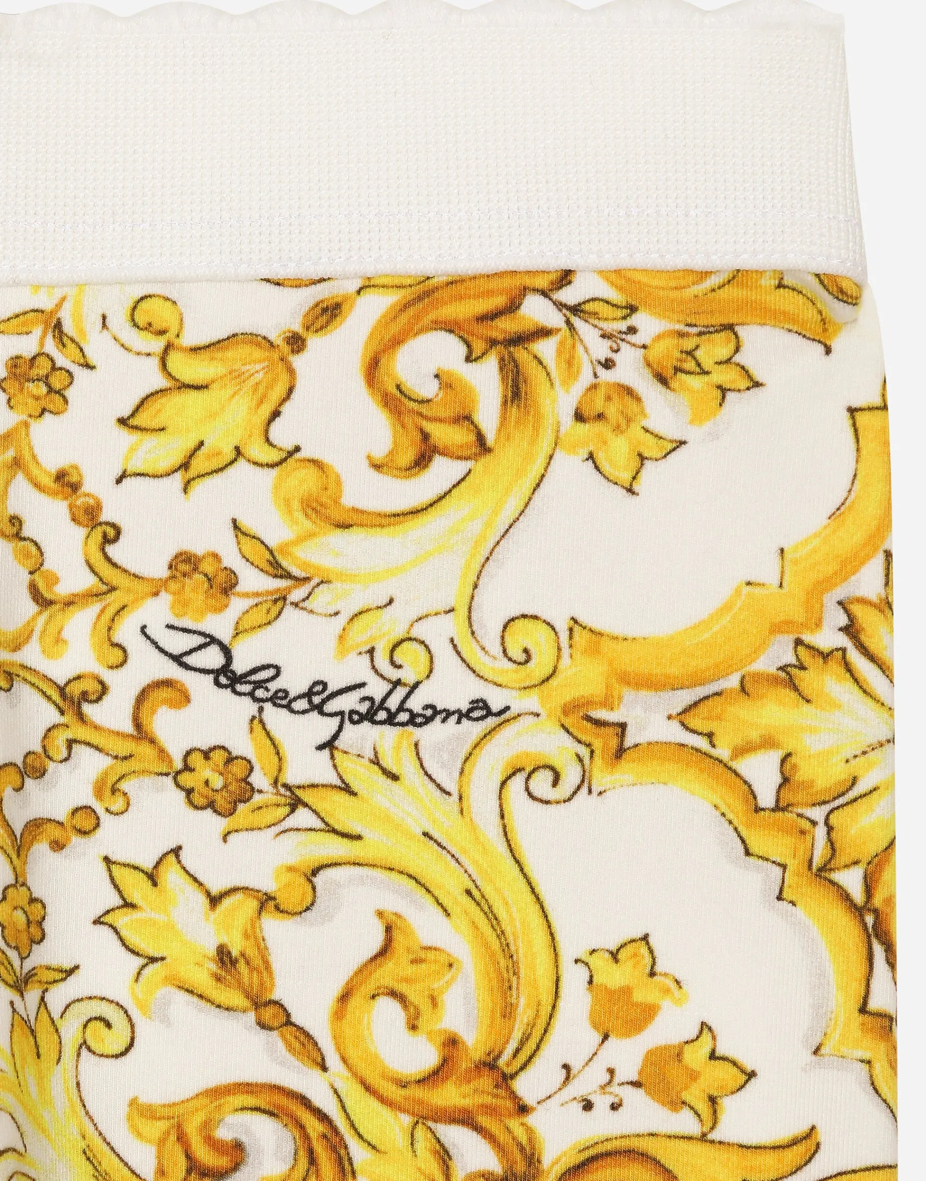 Interlock leggings with yellow majolica print