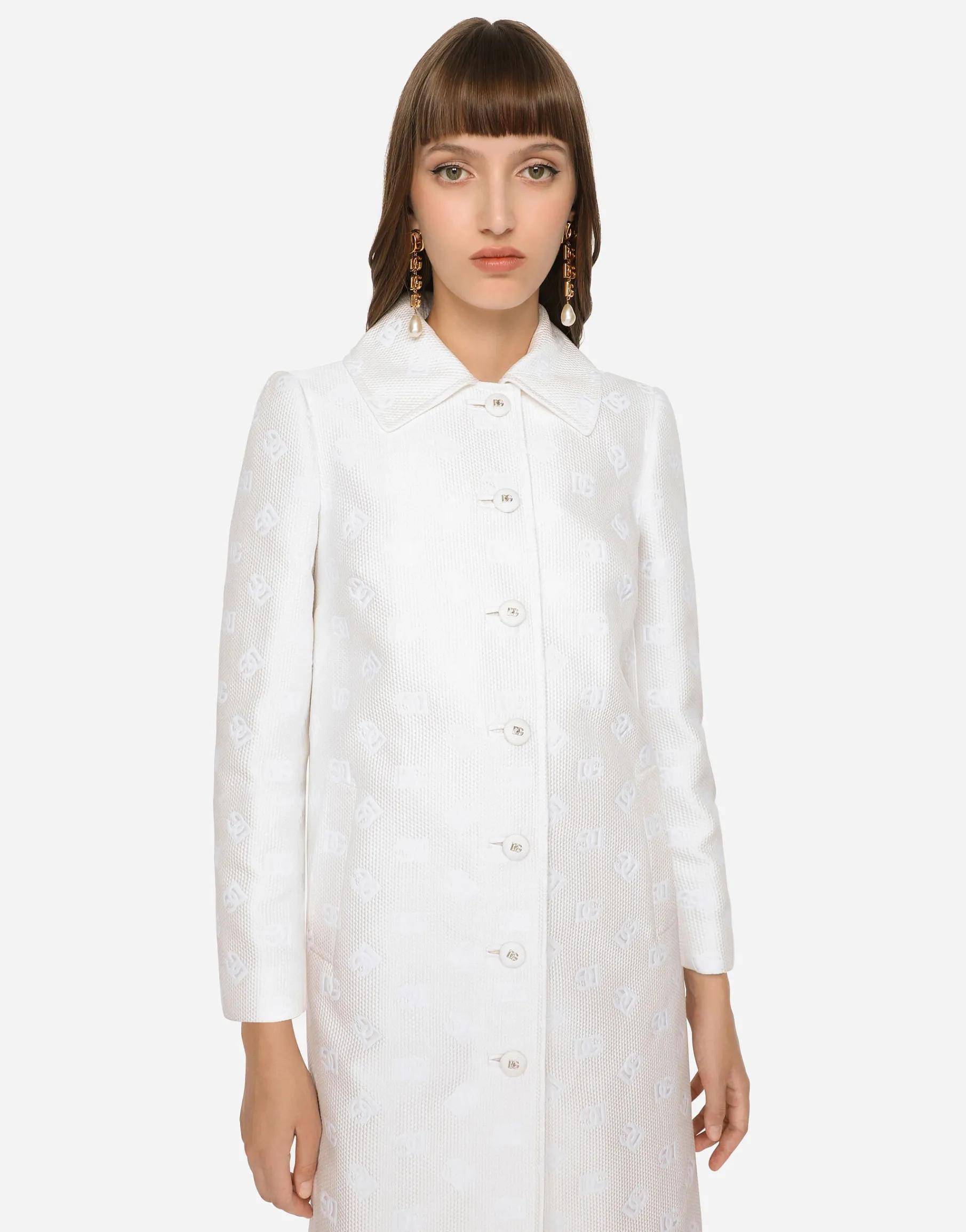 Jacquard coat with all-over DG logo