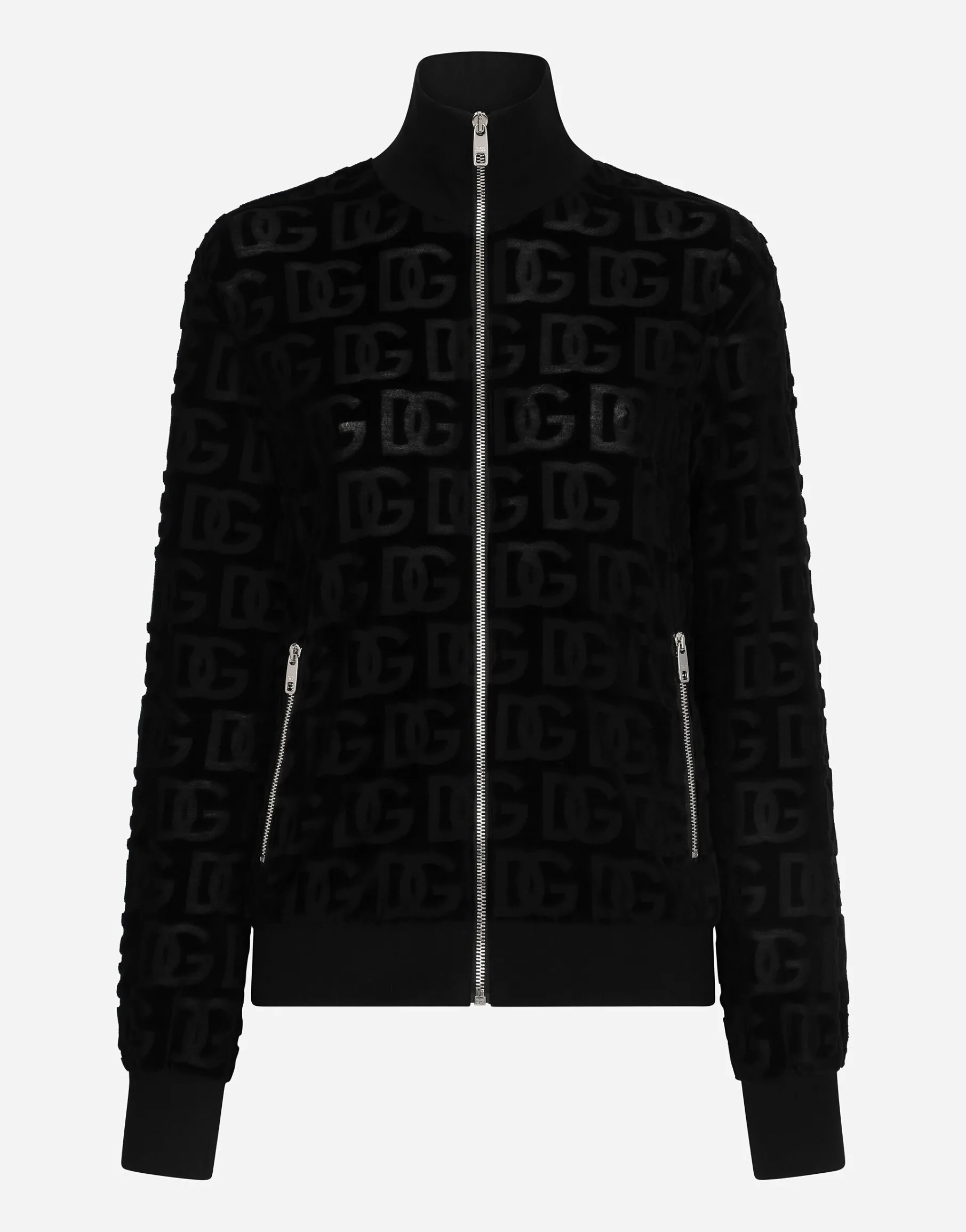 Jacquard jersey sweatshirt with all-over DG detail and zipper