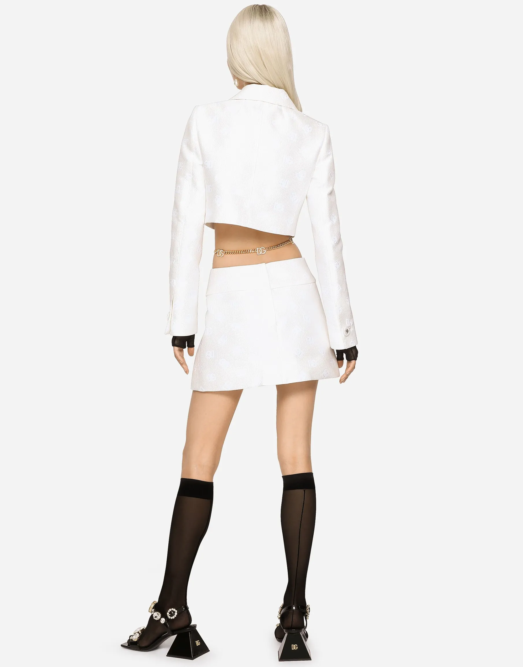 Jacquard miniskirt with all-over DG logo