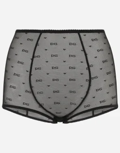 Jacquard tulle high-waisted panties