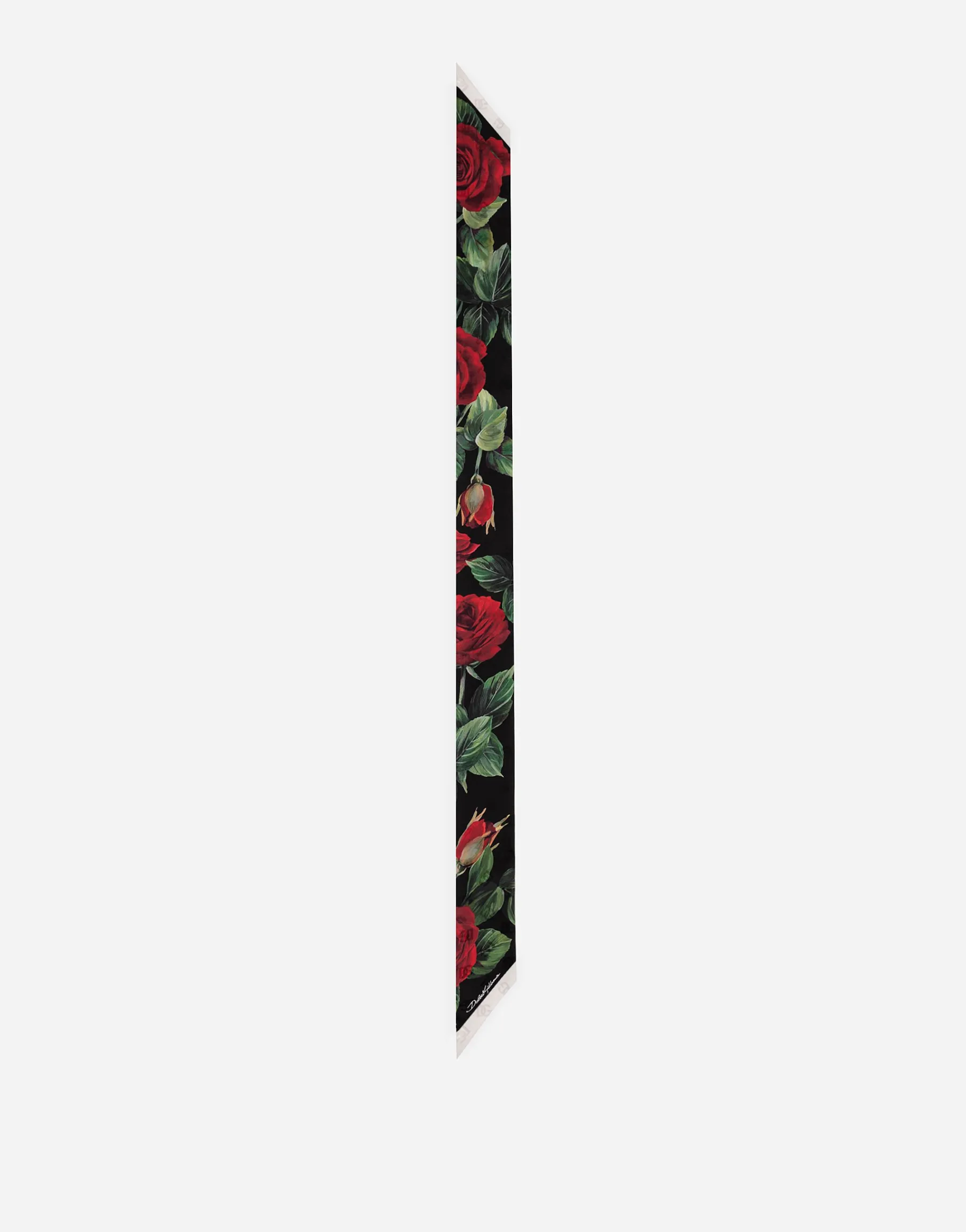 Jacquard twill headscarf with DG log and rose print (6x100)