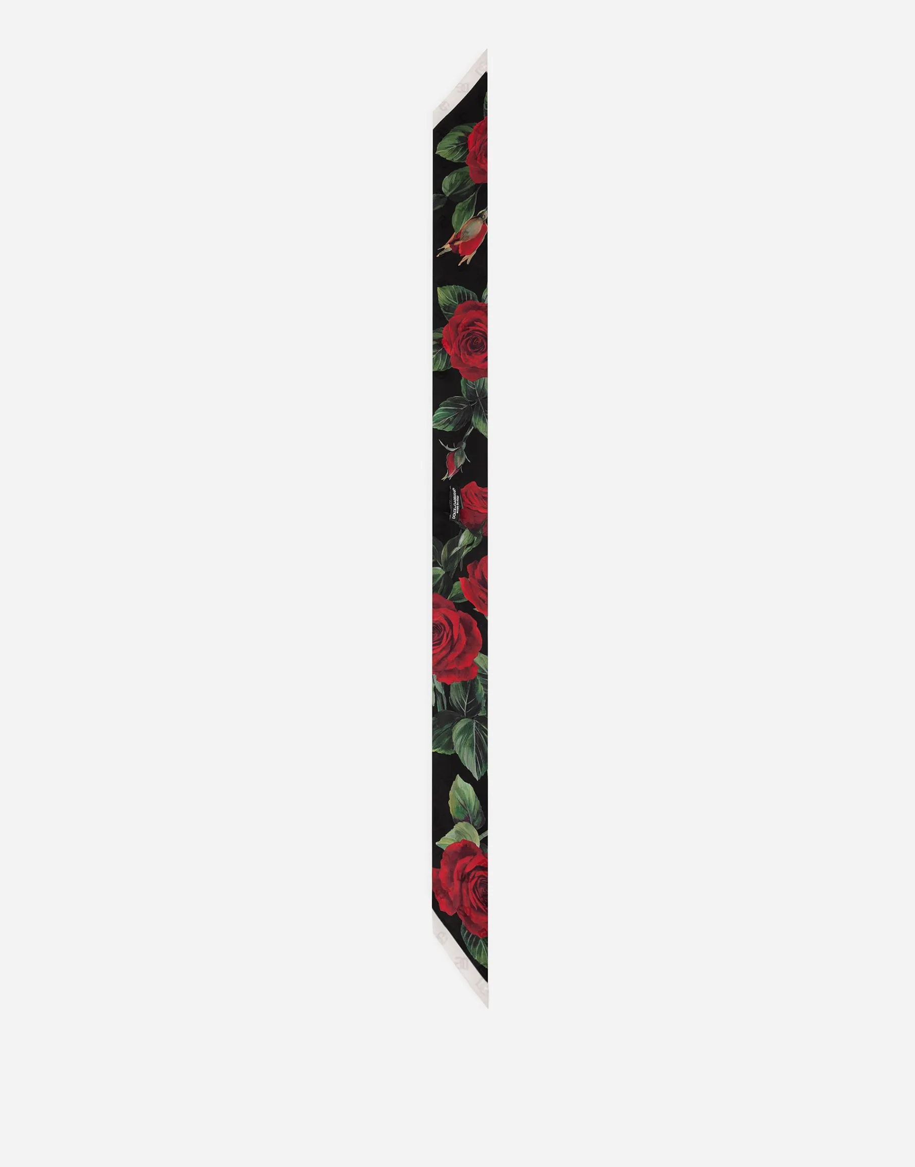 Jacquard twill headscarf with DG log and rose print (6x100)