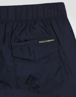 Jacquard-print fabric swim trunks with DG logo print