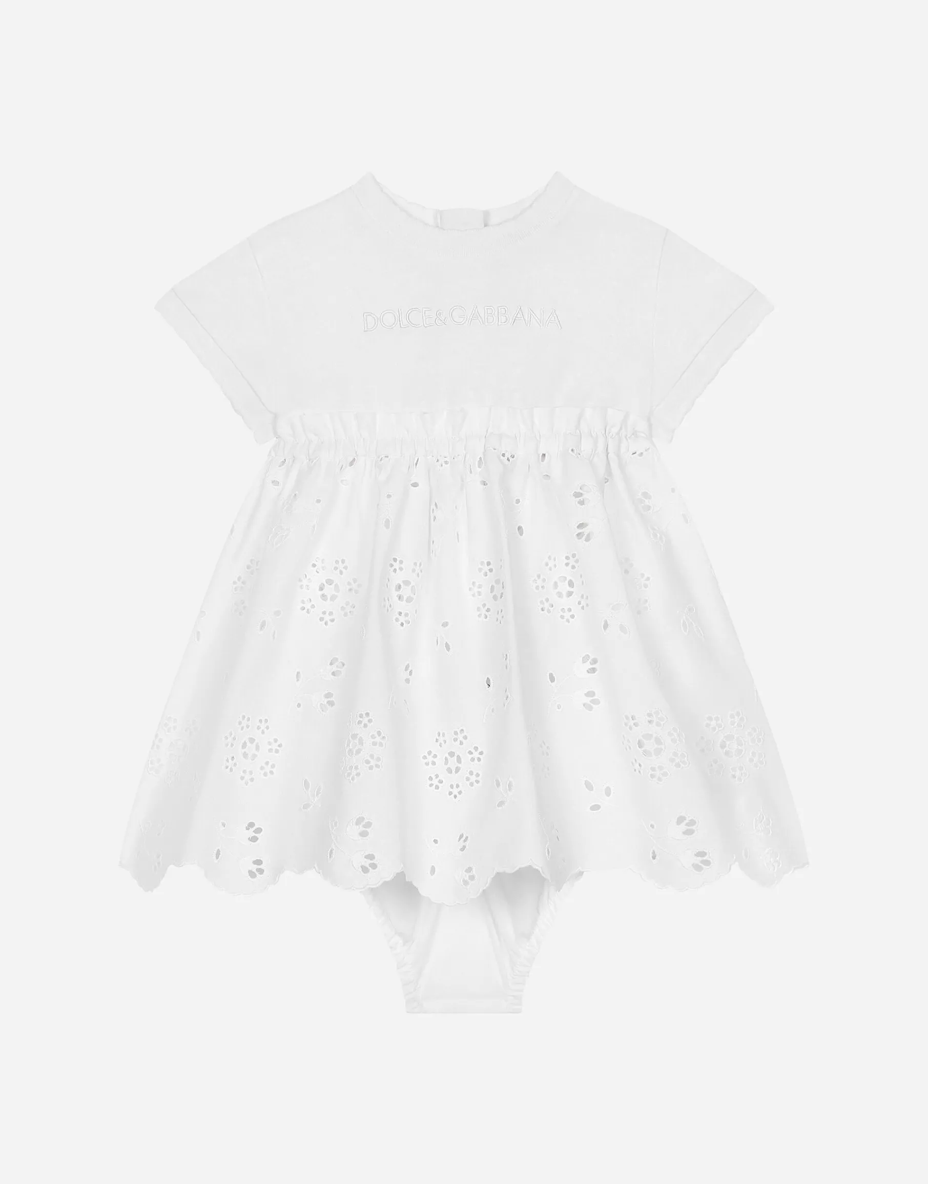 Jersey and poplin dress with Dolce&Gabbana logo