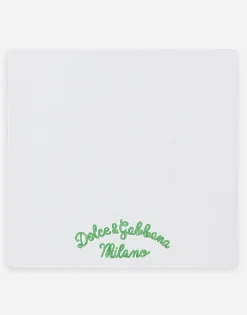 Jersey blanket with green majolica print