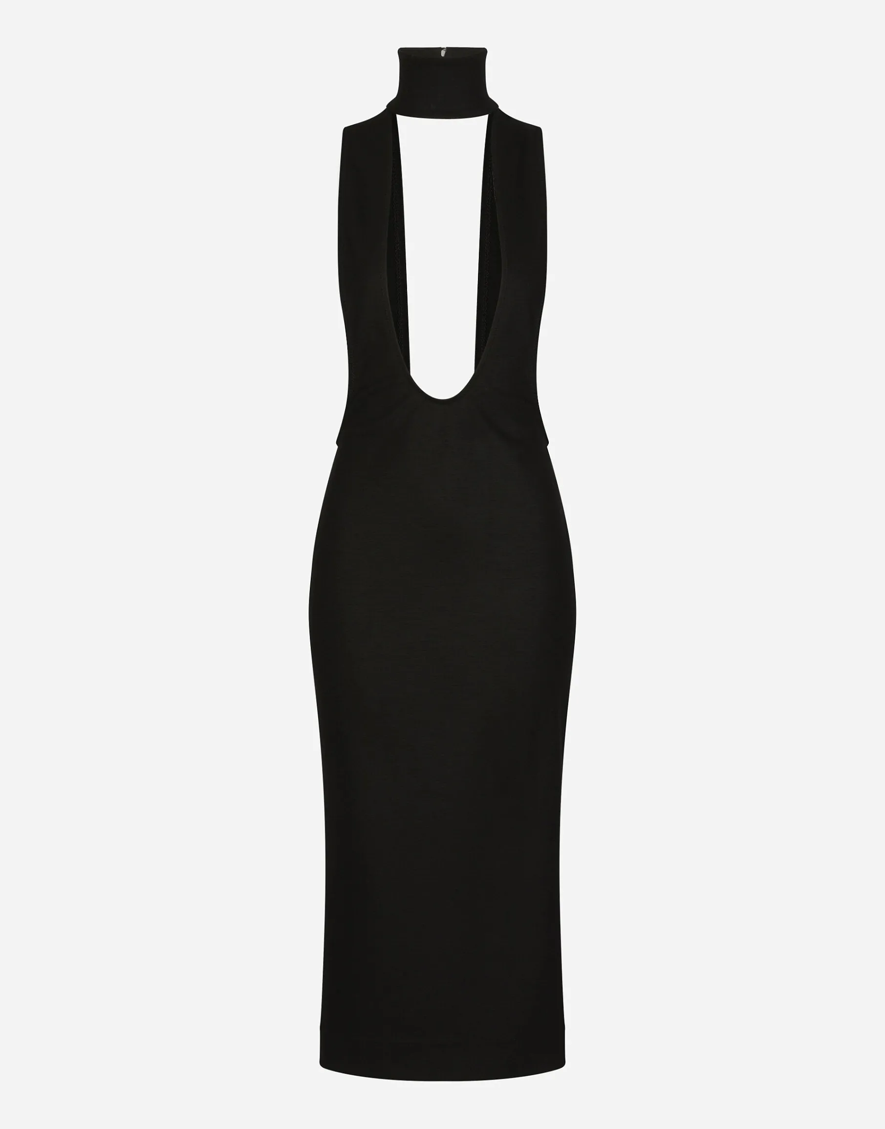 Jersey calf-length dress with cut-out detailing