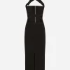 Jersey calf-length dress with bands