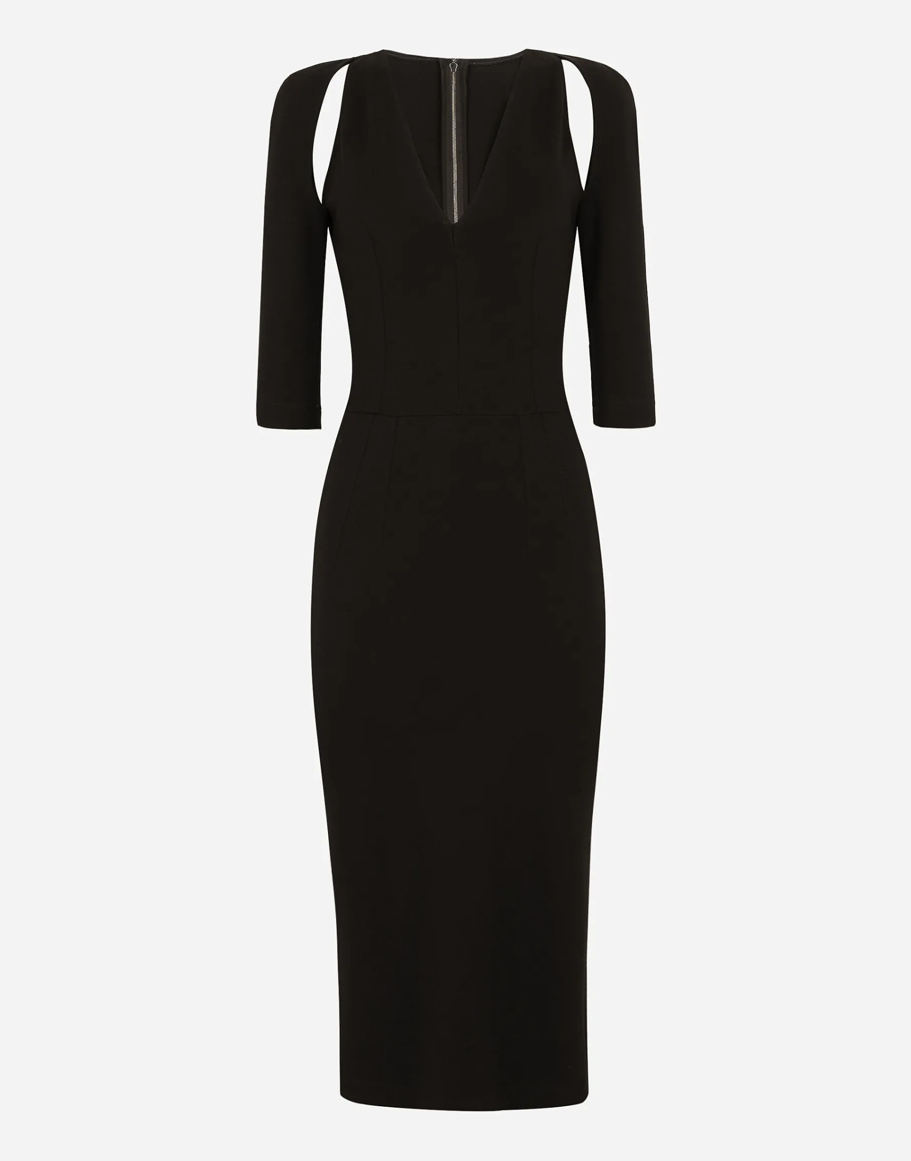 Jersey calf-length dress with cut-outs