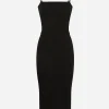 Jersey calf-length dress with DG embellishment