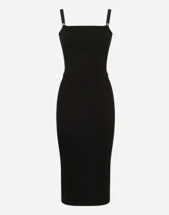 Jersey calf-length dress with DG embellishment