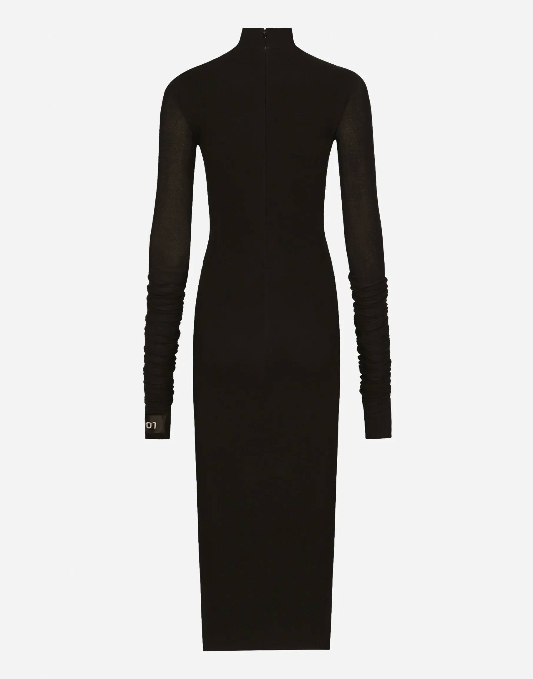 Jersey calf-length dress with Chantilly lace insert