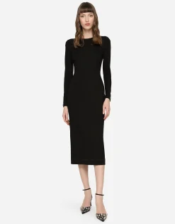 Jersey calf-length dress with DG logo details
