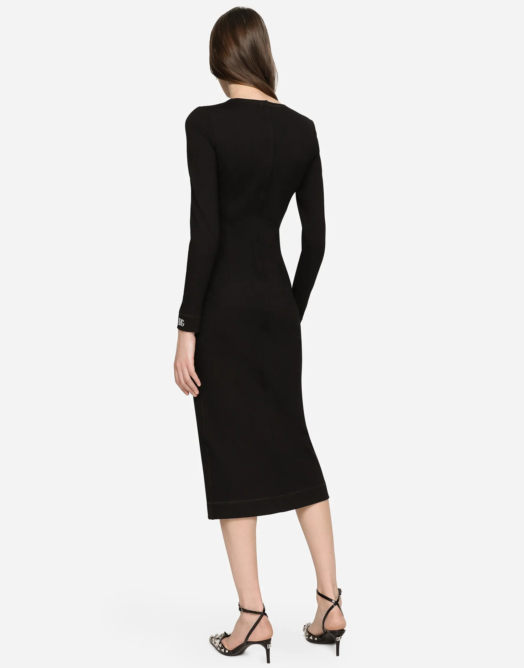 Jersey calf-length dress with DG logo details