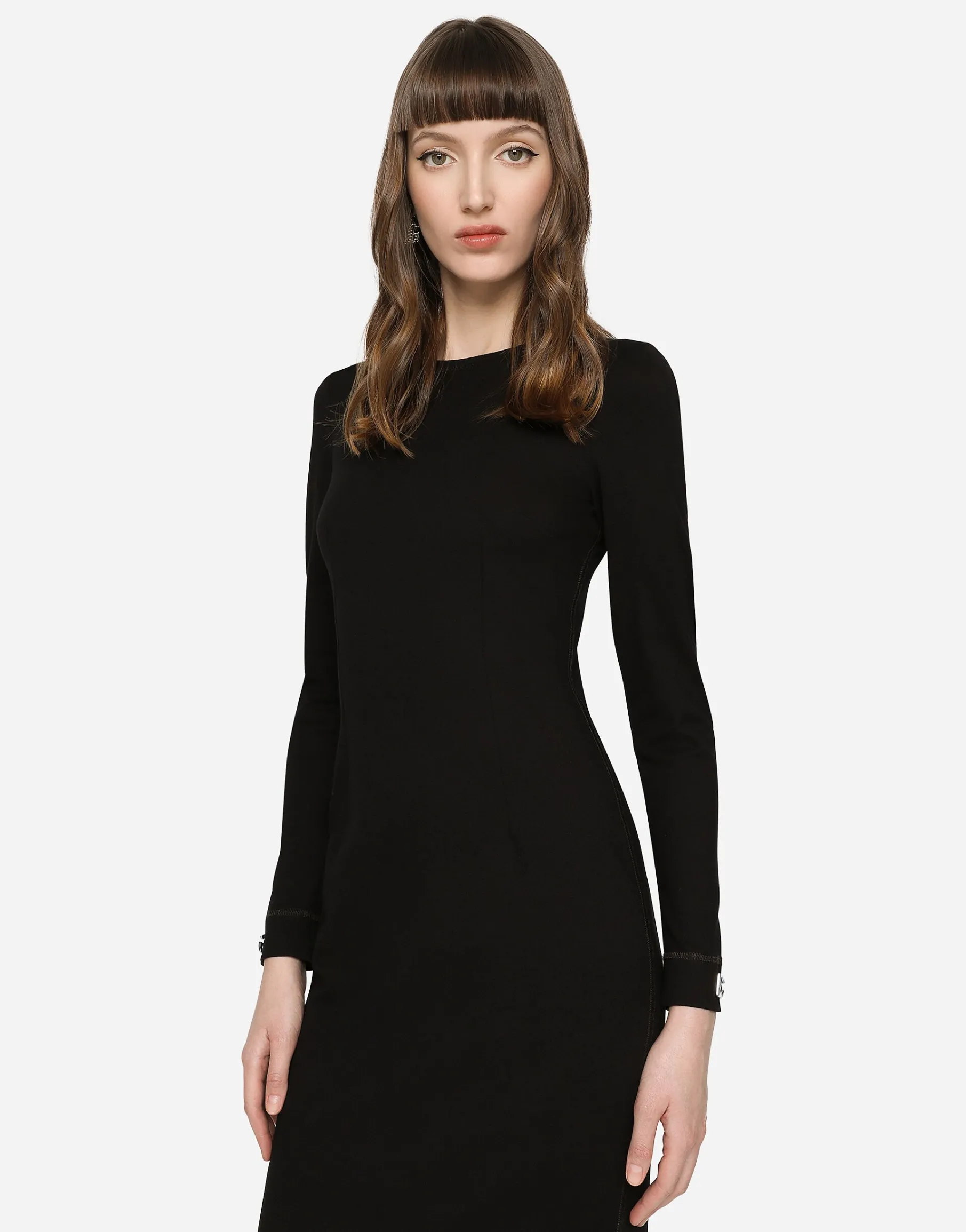 Jersey calf-length dress with DG logo details