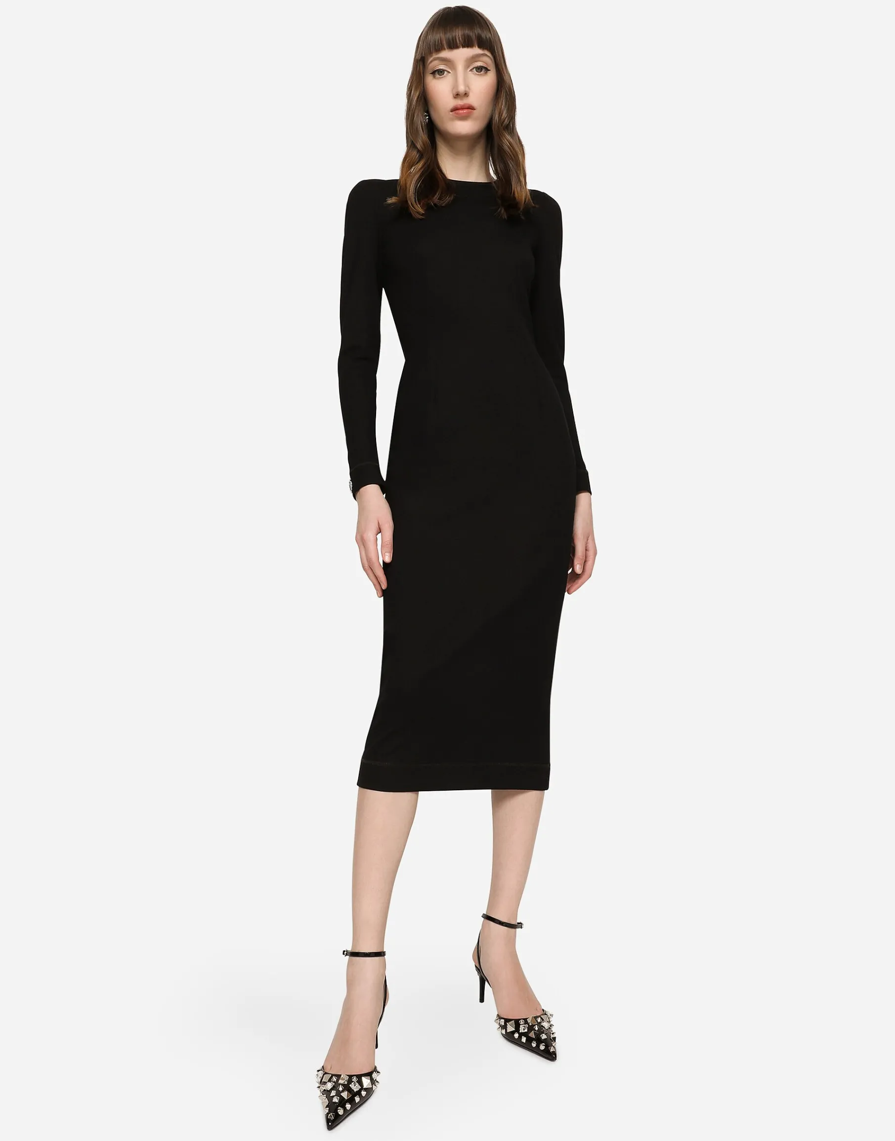 Jersey calf-length dress with DG logo details
