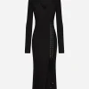 Jersey coat dress with laces and eyelets