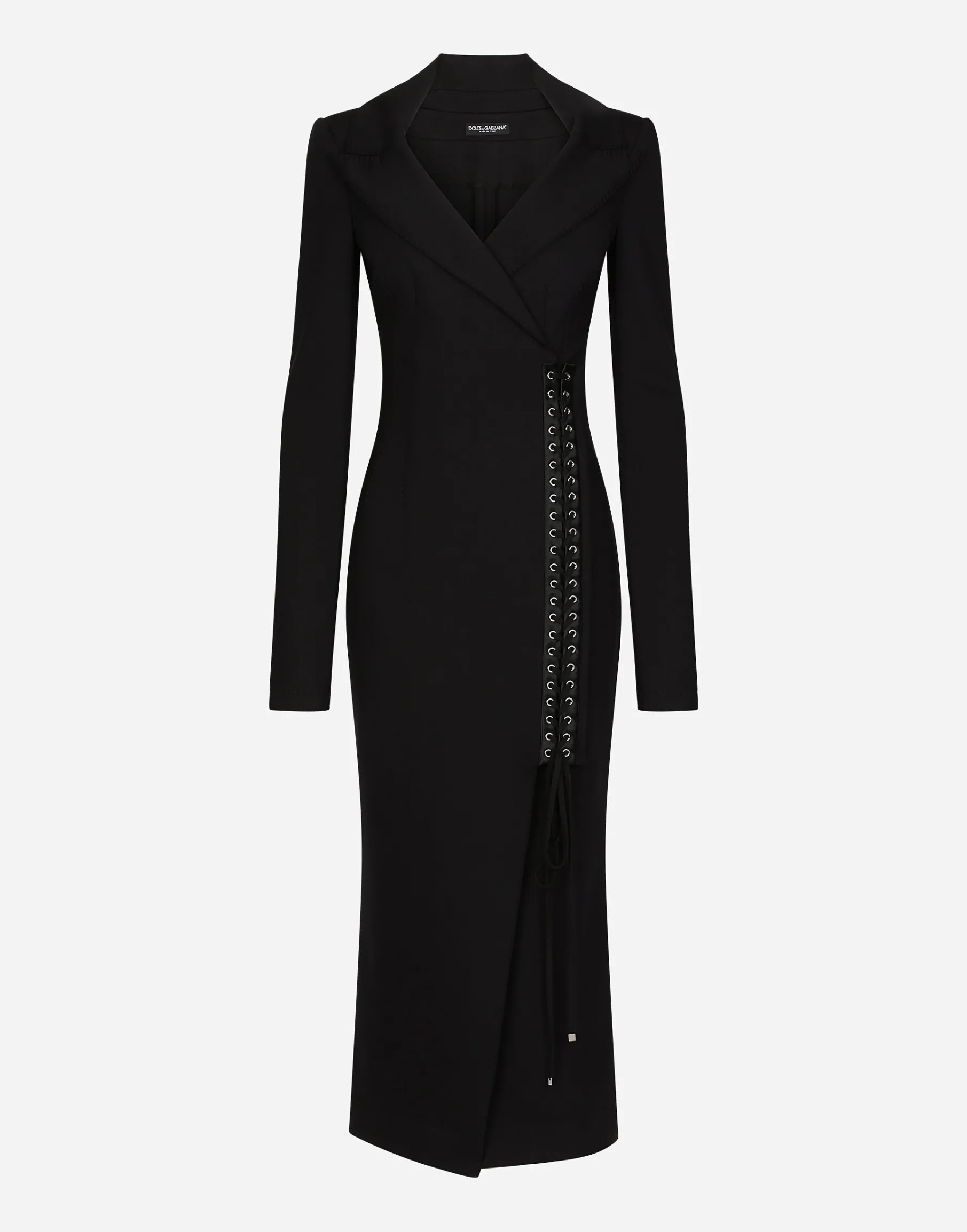 Jersey coat dress with laces and eyelets