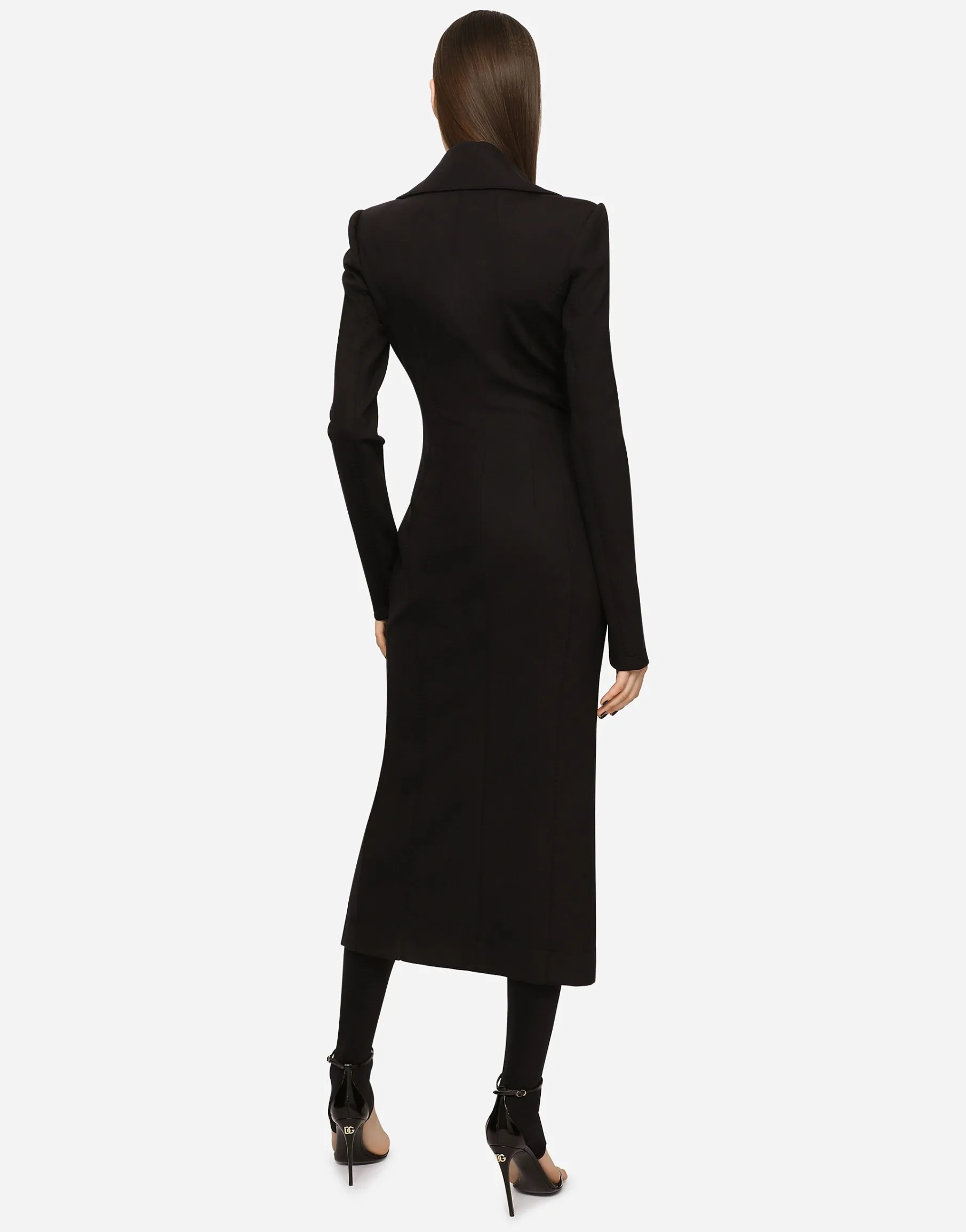 Jersey coat dress with laces and eyelets